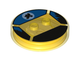 Dimensions Toy Tag 4 x 4 x 2/3 with 2 Studs for E. T. #55 with Bicycle Silhouette over Moon in Blue Sky Pattern: {прозрачно жълт}