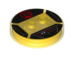 Dimensions Toy Tag 4 x 4 x 2/3 with 2 Studs for Michael Knight #45 with Red and White Light Panel and Red Knight Rider Logo Pattern : {прозрачно жълт}