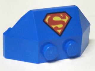Wedge 2 x 4 Triple with Superman 'S' Logo Pattern: {ярко син}