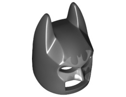 Minifigure, Headgear Mask Batman Angular Ears Cowl with Silver Bat Mask Around Eyes Pattern: {черен}