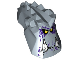 Minifigure, Head Modified Alien with Spikes on Top and Holes on Sides with Two Jagged White Teeth, Yellow Eyes and Dark Purple Spots Pattern (Grimroc) : {пясъчно син}