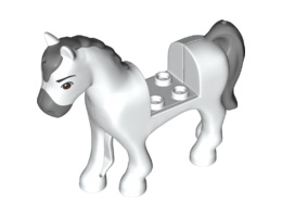 Horse with 2 x 2 Cutout, Reddish Brown Eyes and Dark Bluish Gray Blaze, Nose and Tail Pattern: {бял}