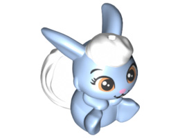 Bunny / Rabbit, Whisker Haven Tales, Snow White's Bunny with White Bangs and Tail, Medium Nougat Eyes and Bright Pink Nose Pattern (Berry) : {светло кралско син}