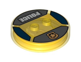 Dimensions Toy Tag 4 x 4 x 2/3 with 2 Studs for Chase McCain #73 with Gold Police Badge and 'POLICE' Pattern: {прозрачно жълт}