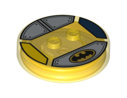 Dimensions Toy Tag 4 x 4 x 2/3 with 2 Studs for Excalibur Batman #76 with Batman Logo and Silver Plates Pattern: {прозрачно жълт}