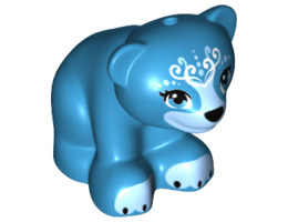 Bear, Friends / Elves, Cub, Sitting with Black Nose, White Face Decorations and Medium Blue Paws and Muzzle Pattern (Blubeary): {тъмно небесносин}