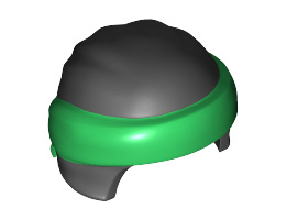 Minifigure, Headgear Ninjago Wrap Type 3 with Green Bandana and Knot Pattern: {черен}