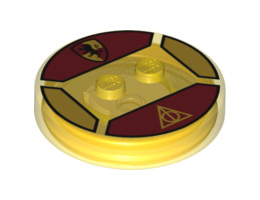 Dimensions Toy Tag 4 x 4 x 2/3 with 2 Studs for Hermione Granger #53 with Gryffindor and Deathly Hallows Symbol Pattern: {прозрачно жълт}