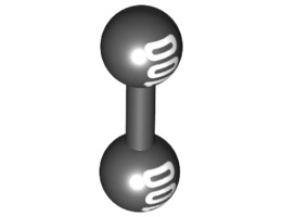 Minifigure, Utensil Barbell with White '100' Pattern: {черен}