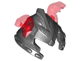 Minifigure, Headgear Helmet Ninjago with Cheek Protection and 2 Trans-Red Snakes Pattern: {титаниево метален}
