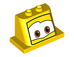 Windscreen 2 x 3 x 2 with 2 x 4 Base with Brown Eyes on White Background Pattern 7, Wider Set Eyes Pattern: {ярко жълт}