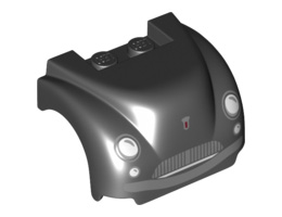 Vehicle, Mudguard 3 x 4 x 2 with Flat Top, Steep Front and Curved Fenders with Headlights, Grille, Curved Bumper and Smile with Teeth Pattern (Sheriff) : {черен}