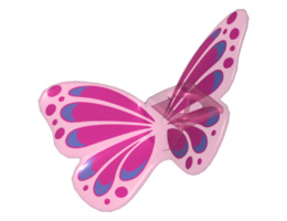 Minifigure, Wings Butterfly with Magenta and Blue Pattern: {прозрачен умерено червеникаво виолетов}