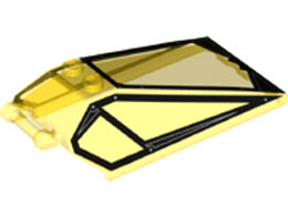 Windscreen 8 x 4 x 2 with 2 Studs and Bar Handle with Black Cockpit Window Frames with Lines and Rivets Pattern: {прозрачно жълт}