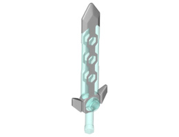 Minifigure, Weapon Sword, Long with Light Bluish Gray Tip and Angular Crossguard: {прозрачно светло син}