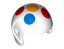 Minifigure, Headgear Helmet Sports with 5 Large Multi-Color Polka Dots Pattern: {бял}