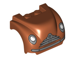 Vehicle, Mudguard 3 x 4 x 2 with Flat Top, Steep Front and Curved Fenders with Headlights, Grille, Curved Bumper and Thin Mouth Pattern (Smokey) : {тъмно оранжев}