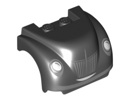 Vehicle, Mudguard 3 x 4 x 2 with Flat Top, Steep Front and Curved Fenders with Headlights, Grille, Curved Bumper and Smile Pattern (Junior Moon) : {черен}