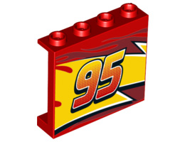 Стенен елемент 1X4X3 No. 6: {ярко червен}