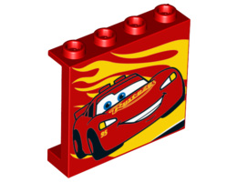 Стенен елемент 1X4X3 No. 7: {ярко червен}