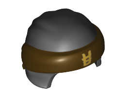 Minifigure, Headgear Ninjago Wrap Type 3 with Dark Brown Bandana and Knot and Gold Asian Symbol Pattern: {черен}