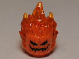 Minifigure, Head Modified Alien with Trans-Orange Flaming Hair and Pumpkin Jack O' Lantern Pattern : {ярко оранжев}