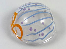 Cylinder Hemisphere 2 x 2 with Cutout with Blue Lines and Purple Dots Jelly Mask Pattern: {прозрачен}