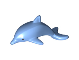 Dolphin, Town, Jumping with Bottom Axle Holder with Black Eyes and White Pupils Pattern: {умерено син}