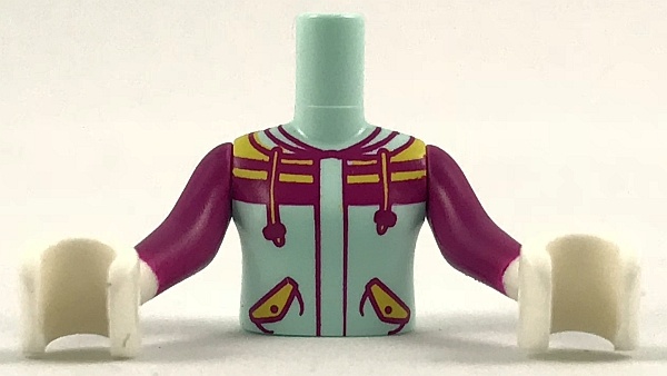 Torso Mini Doll Girl Top with Magenta and Orange Trim Pattern, Magenta Sleeves and White Gloves: {аквамарин}