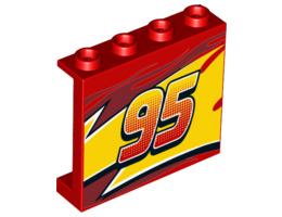 Стенен елемент 1X4X2 No. 11: {ярко червен}