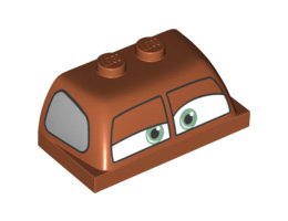 Windscreen 2 x 4 x 1 1/3 with Split Front Window with Light Green Eyes and Silver Side Window Pattern: {тъмно оранжев}