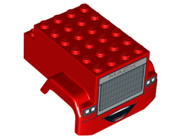 Vehicle, Mudguard 6 x 7 x 3 2/3 with 'MACK' on Silver Truck Grille, Headlights and Mouth Pattern: {ярко червен}