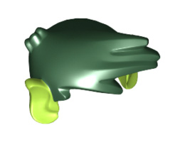 Minifigure, Hair Swept Forward with Lime Ears Pattern: {земно зелен}