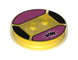 Dimensions Toy Tag 4 x 4 x 2/3 with 2 Studs for Blossom #77 with 'POW' Pattern: {прозрачно жълт}