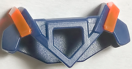 Minifigure Armor Breastplate with Pentagonal Cutout on Front and 2 Studs on Back, Angular Shoulders with Molded Trans-Neon Orange Ridges Pattern: {земно син}