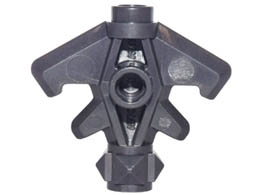 Minifigure, Weapon Axe Head with 4 Blades, Spikes and 3 Hollow Studs: {титаниево метален}
