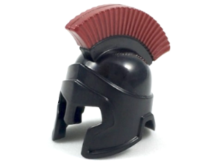 Minifigure, Headgear Helmet Spartan Warrior with Dark Red Crest Pattern: {черен}