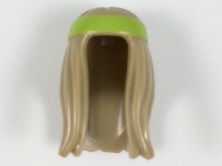 Minifigure, Hair Long with Lime Headband Pattern: {пясъчно жълт}