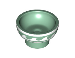 Minifigure, Utensil Bowl Asian with White Rim and Waves Pattern: {пясъчно зелен}