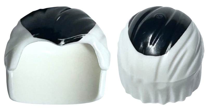 Minifigure, Hair Combed Front to Rear with Black Wide Streak on Top Pattern: {бял}
