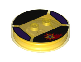 Dimensions Toy Tag 4 x 4 x 2/3 with 2 Studs for Starfire #81 with Flaming Star Pattern: {прозрачно жълт}