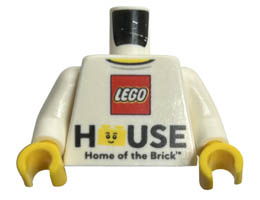 Torso LEGO Logo HOUSE Home of the Brick Pattern / White Arms / Yellow Hands: {бял}