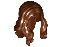 Minifigure, Hair Long Wavy with Center Part : {червеникаво-кафяв}