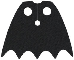 Minifigure, Cape Cloth, Short, Scalloped 5 Points (Batman) - Spongy Stretchable Fabric: {черен}