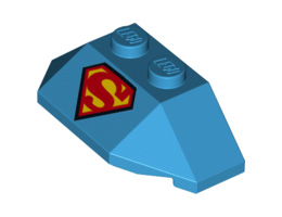 Wedge 2 x 4 Triple with Superman 'S' Logo Reverse Pattern: {тъмно небесносин}