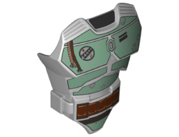 Large Figure Torso with SW Boba Fett Armor Pattern: {умерено каменно сив}