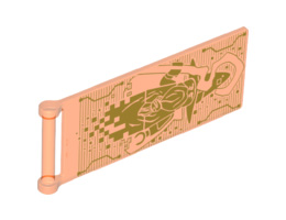 Flag 7 x 3 with Rod with Merlok and Crook Hologram Pattern: {прозрачно флуорисциращо червеникаво оранжев}