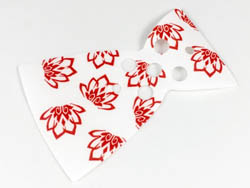 Minifigure, Cape Cloth, Rounded Bottom and Straight Collar, Red Flowers Pattern, Traditional Starched Fabric: {бял}