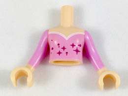 Torso Mini Doll Friends Bright Pink Top with Magenta Stars and White Trim Pattern, Light Nougat Arms with Hands with Bright Pink Sleeves : {светло нуга}