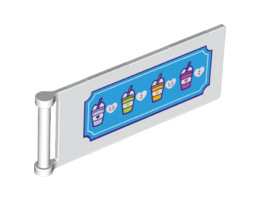 Flag 7 x 3 with Rod with Smoothie Cups and Prices Pattern: {бял}